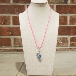 Pink Rope Seahorse Necklace